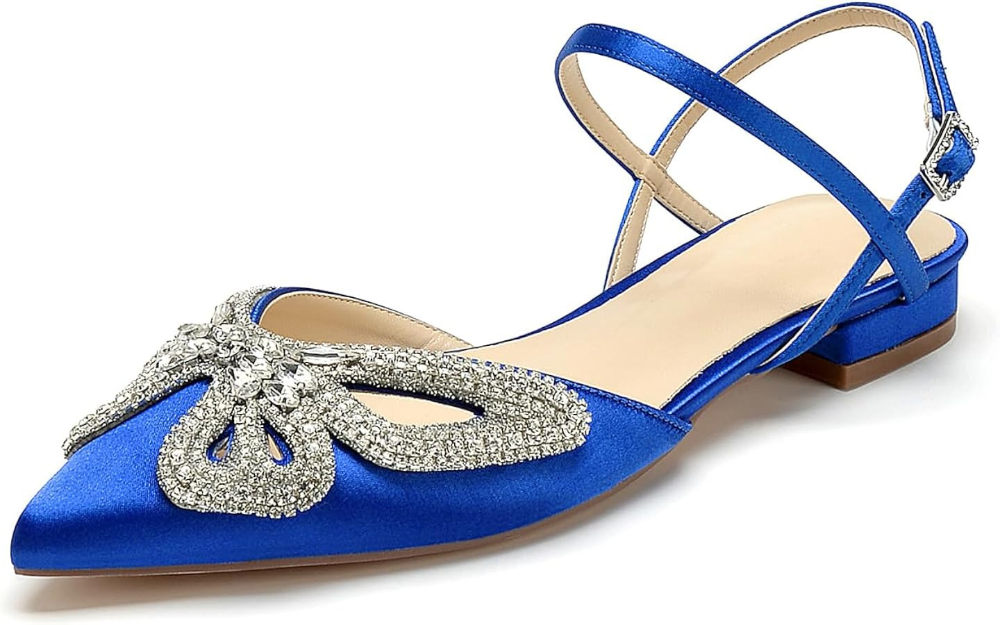 Women's Slingback Flats Rhinestones Bow Flat Pumps for Women Pointed Toe Comfort Flat Wedding Dre... | Amazon (US)