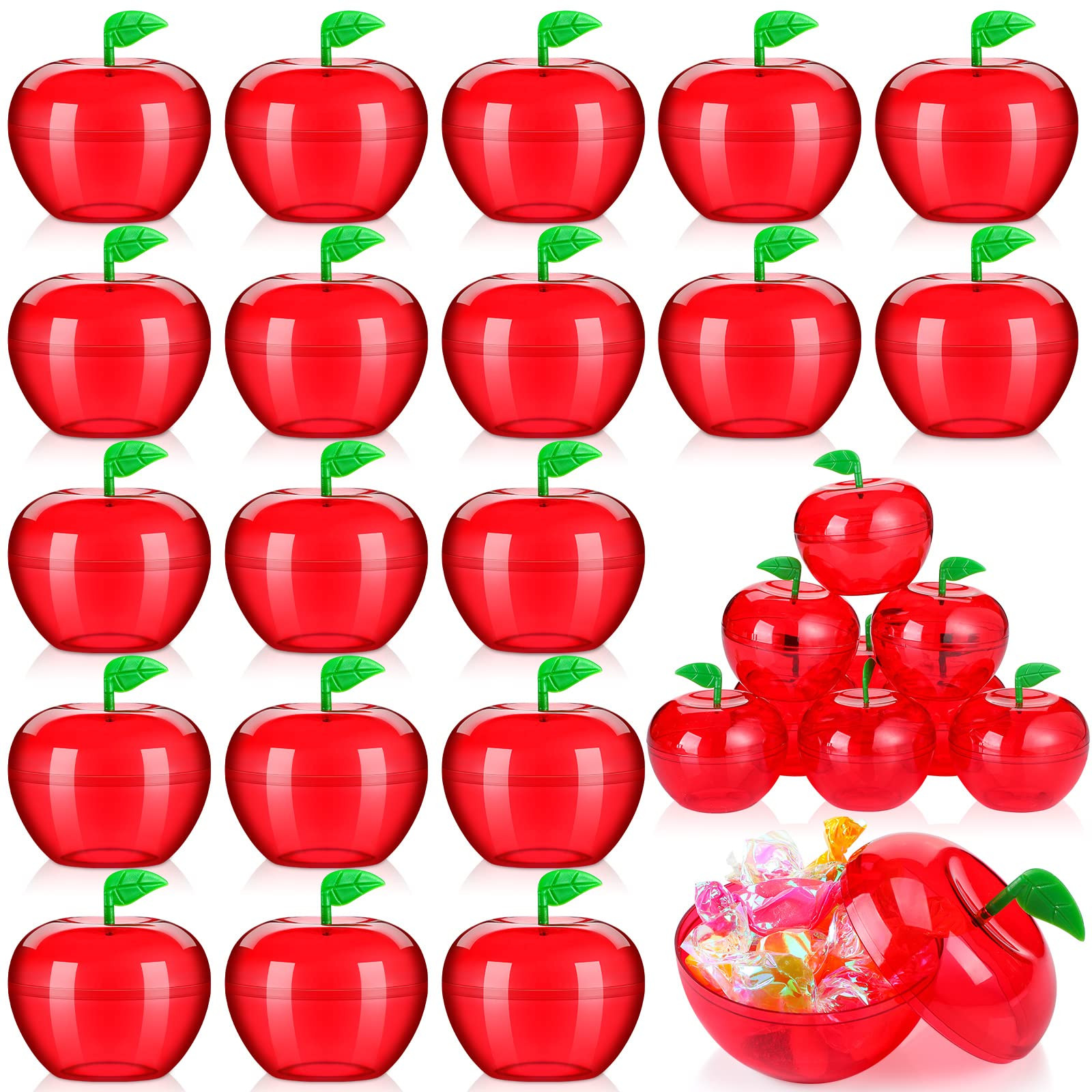 Lallisa Plastic Apple Container Valentine Apple Container Teacher Gifts Bulk Back to School Candy... | Amazon (US)