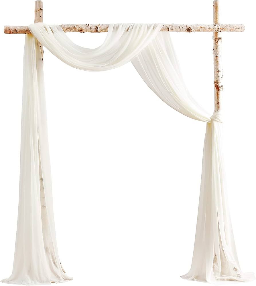 Floroom Wedding Arch Draping Fabric 2 Panels 20Ft Ivory Chiffon Fabric Drapes Arbor Drapery Weddi... | Amazon (US)