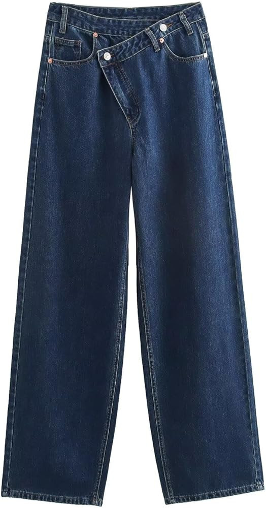 Vintage Mom Jeans British Minimalista Cintura Asimétrica Vaqueros Sueltos Mujeres Estilo Novio P... | Amazon (US)