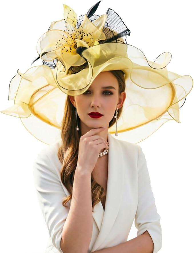 ORIDOOR Women Hats Headband Hairpin Organza Fascinator Church Hat Floral Tea Party Wedding Hat | Amazon (US)