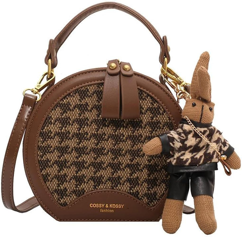 RTGGSEL Rhomboid Patterned Bucket Bag Crossbody Shoulder Bags for Women Cylinder Purse Satchel Ha... | Amazon (US)