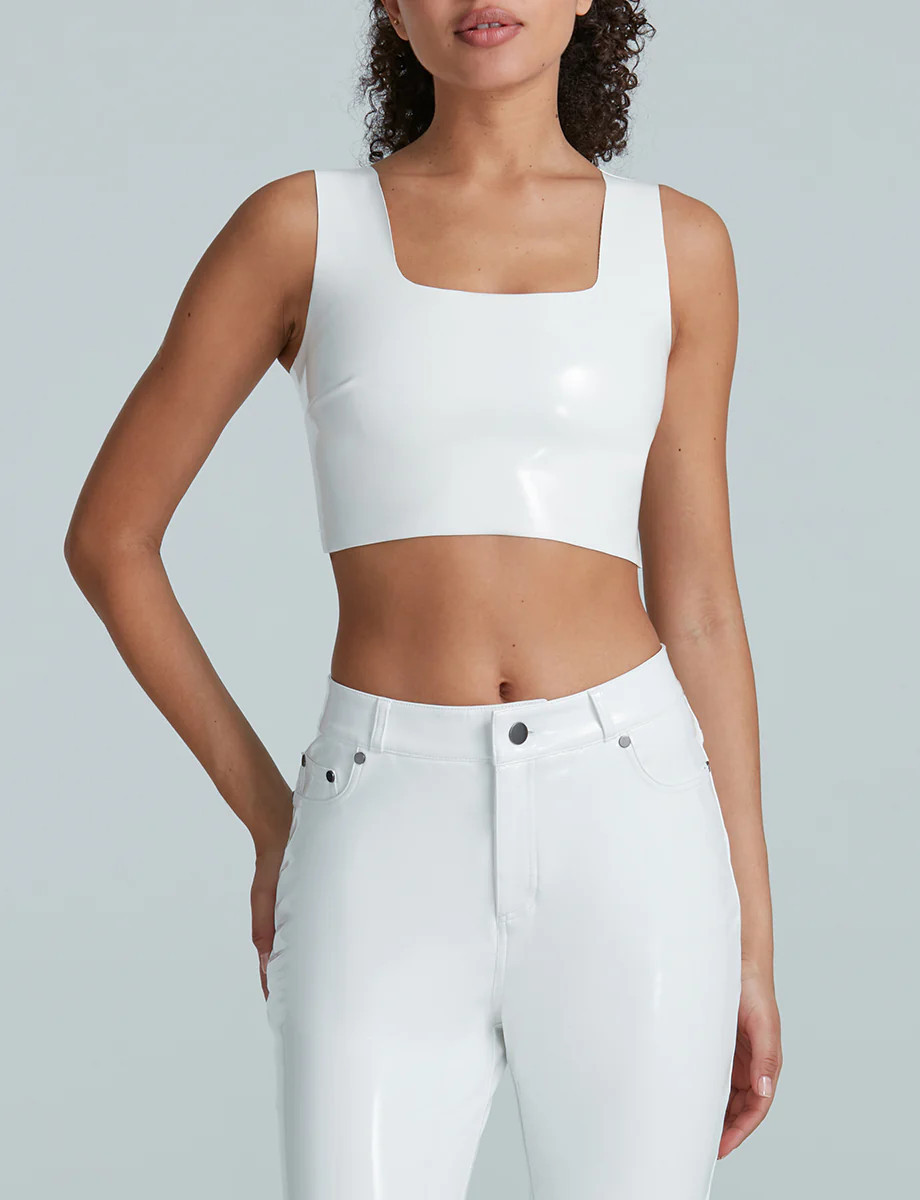 Faux Patent Leather Crop Top Medium / White | Commando®