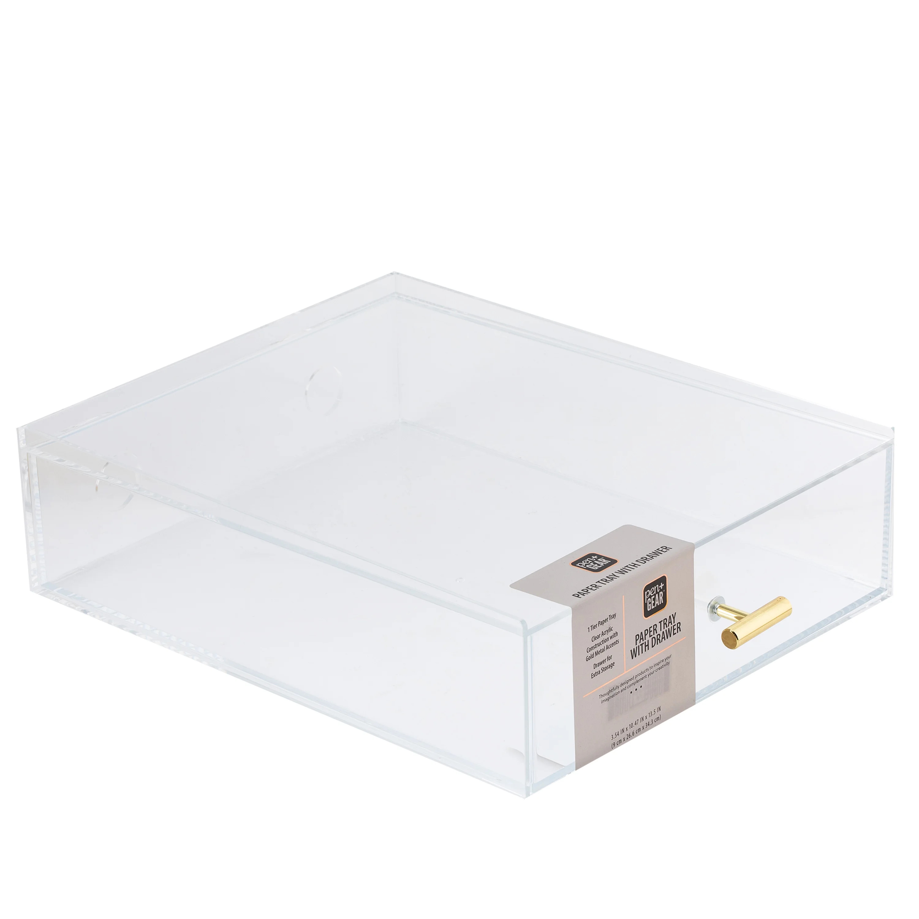 Pen+Gear Acrylic Paper Tray with Drawer, 3.54 in x 10.47 in x 13.5 in, Clear | Walmart (US)