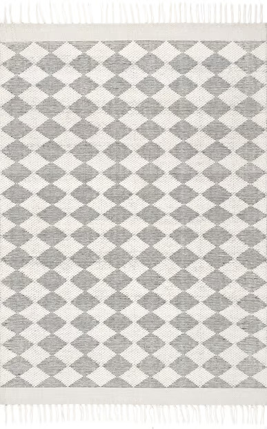 Gray Fractal Diamond Wool 9' x 12' Area Rug | Rugs USA