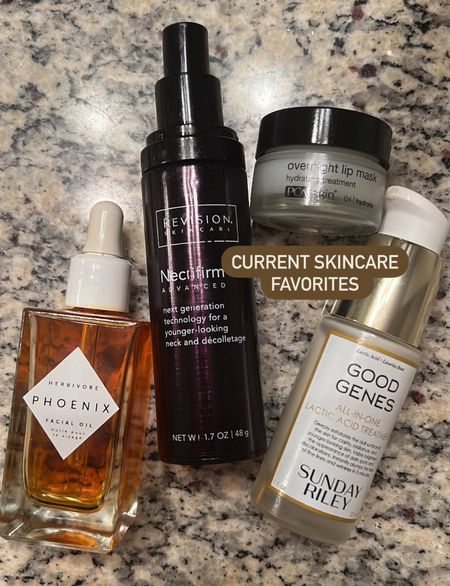 Some newer (to me) skincare favorites 
Oil - 10000% recommend, use this as my last step of my night routine 
Nectifirm - helps tighten neck, anti aging 
Good Genes- you can feel this working immediately! Helps with texture 
Lip mask - best one I’ve used 

#LTKbeauty