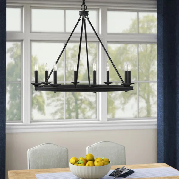 Poynor 8 - Light Dimmable Wagon Wheel Chandelier | Wayfair North America
