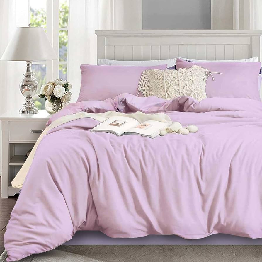Nanko Queen Duvet Cover Set Lavender 3pc 90x90 Luxury Microfiber Comforter Quilt Bedding Cover wi... | Amazon (US)
