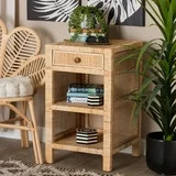 bali & pari Bella Rattan and Mahogany wood BOHO Nightstand, 1-Drawer, Natural Brown | Walmart (US)