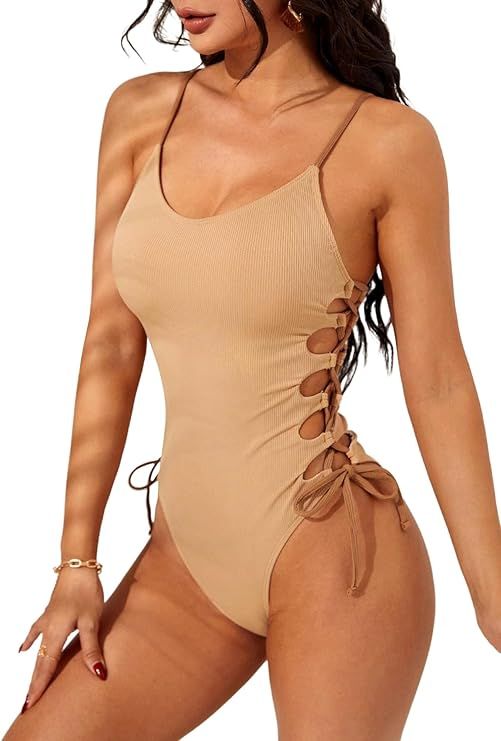 Narecte One Piece Swimsuit Women Bathing Suit Sexy High Cut Women's One-Piece Swimsuits Monokini ... | Amazon (US)