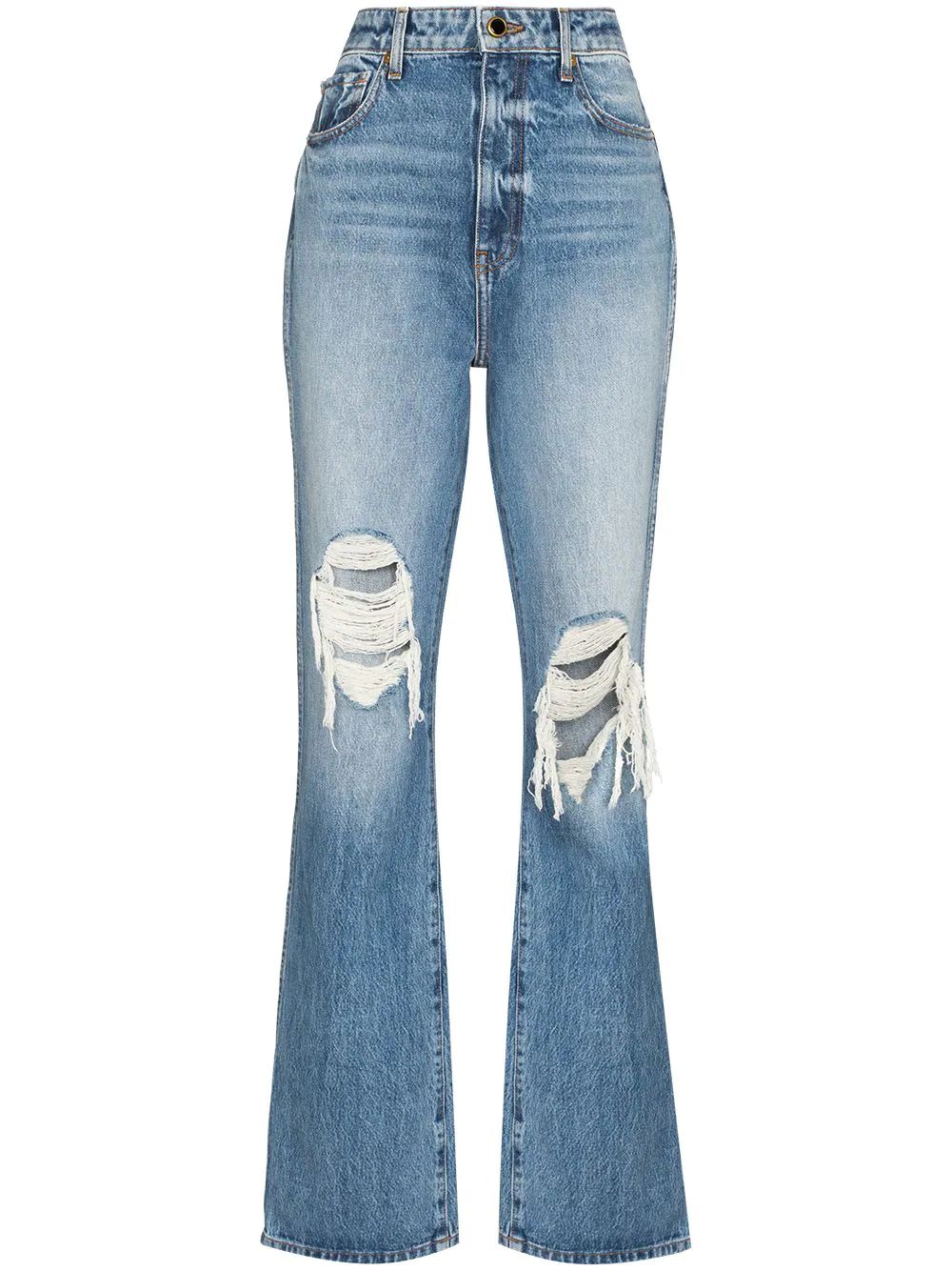 KHAITE Danielle high-waisted Distressed Jeans - Farfetch | Farfetch Global