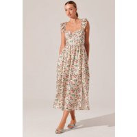 ASTR the Label | Wedelia Print Midi Dress in Cream multi floral | Size XS | ASTR The Label (US)