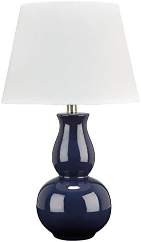 Signature Design by Ashley Zellrock 23" Modern Glazed Ceramic Curved Table Lamp, Navy Blue | Amazon (US)
