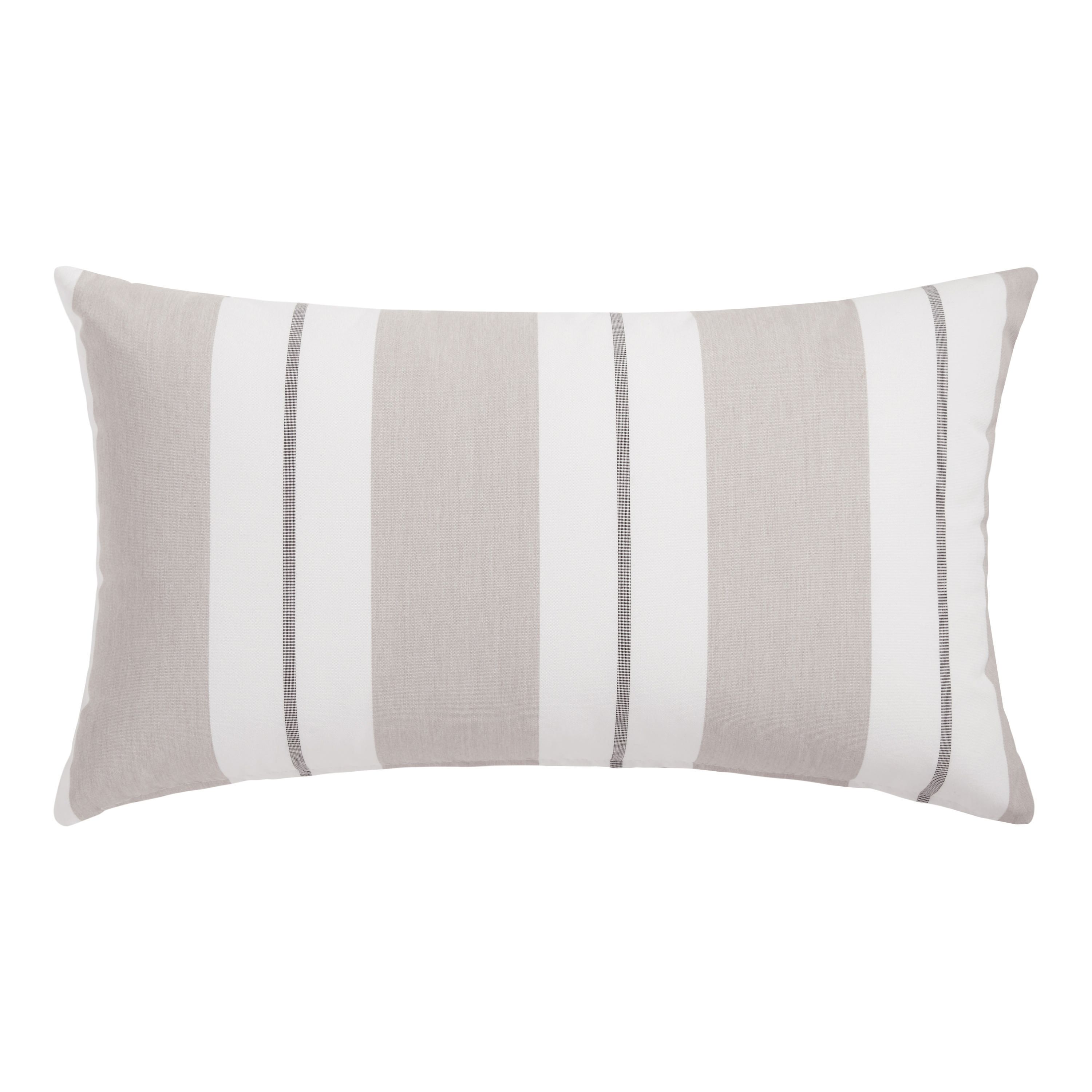 Sunbrella Linen Stripe Outdoor Lumbar Pillow | World Market