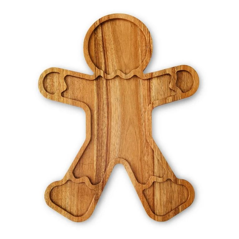 Acacia Wood Gingerbread Man Charcuterie Board, 15" x 11.5", by Holiday Time | Walmart (US)