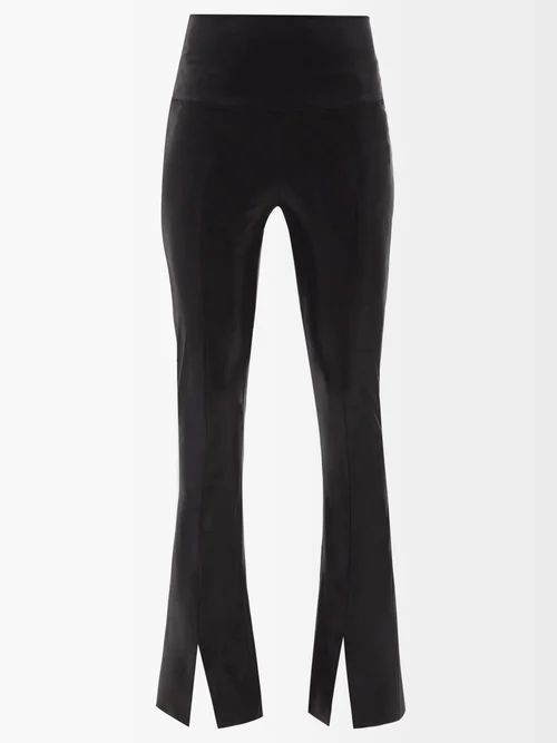 Norma Kamali - Spat Slit-cuff Lamé-jersey Trousers - Womens - Black | Matches (UK)