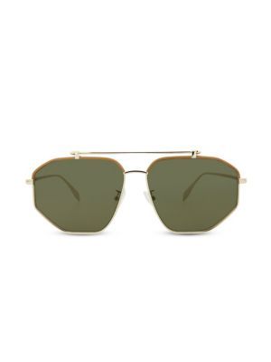 Alexander McQueen 60MM Geometric Aviator Sunglasses on SALE | Saks OFF 5TH | Saks Fifth Avenue OFF 5TH