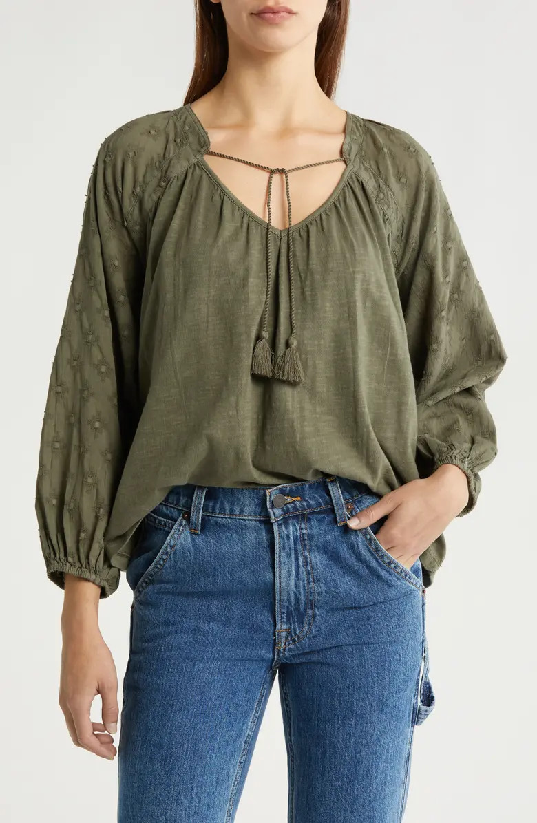 Long Sleeve Cotton Peasant Top | Nordstrom