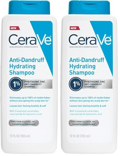 CeraVe Hydrating Anti Dandruff Shampoo, 1% Pyrithione Zinc Dandruff Treatment With Ceramides, Niacinamide & Hyaluronic Acid, Helps Eliminate Flakes & Provides Itchy Scalp Relief, Sulfate Free, 12 Oz | Amazon (US)