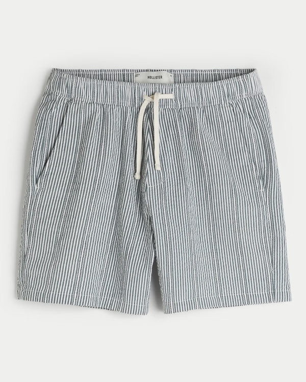 Mid-Thigh Seersucker Pull-On Shorts | Hollister (US)