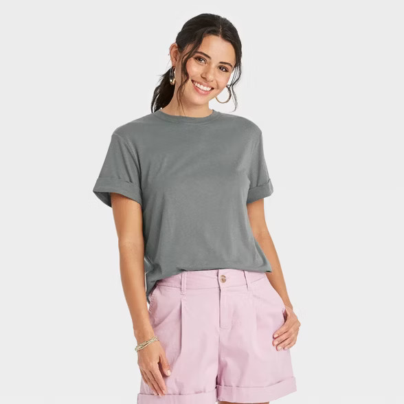 Women's Short Sleeve Cuff T-Shirt - A New Day™ | Target