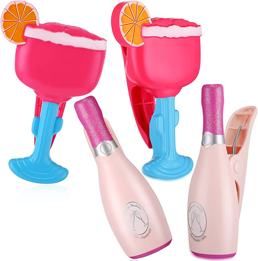 4 Packs Beach Towel Clips Decorative Beach Chair Clips Plastic Windproof Towel Holder Funny Champ... | Amazon (US)