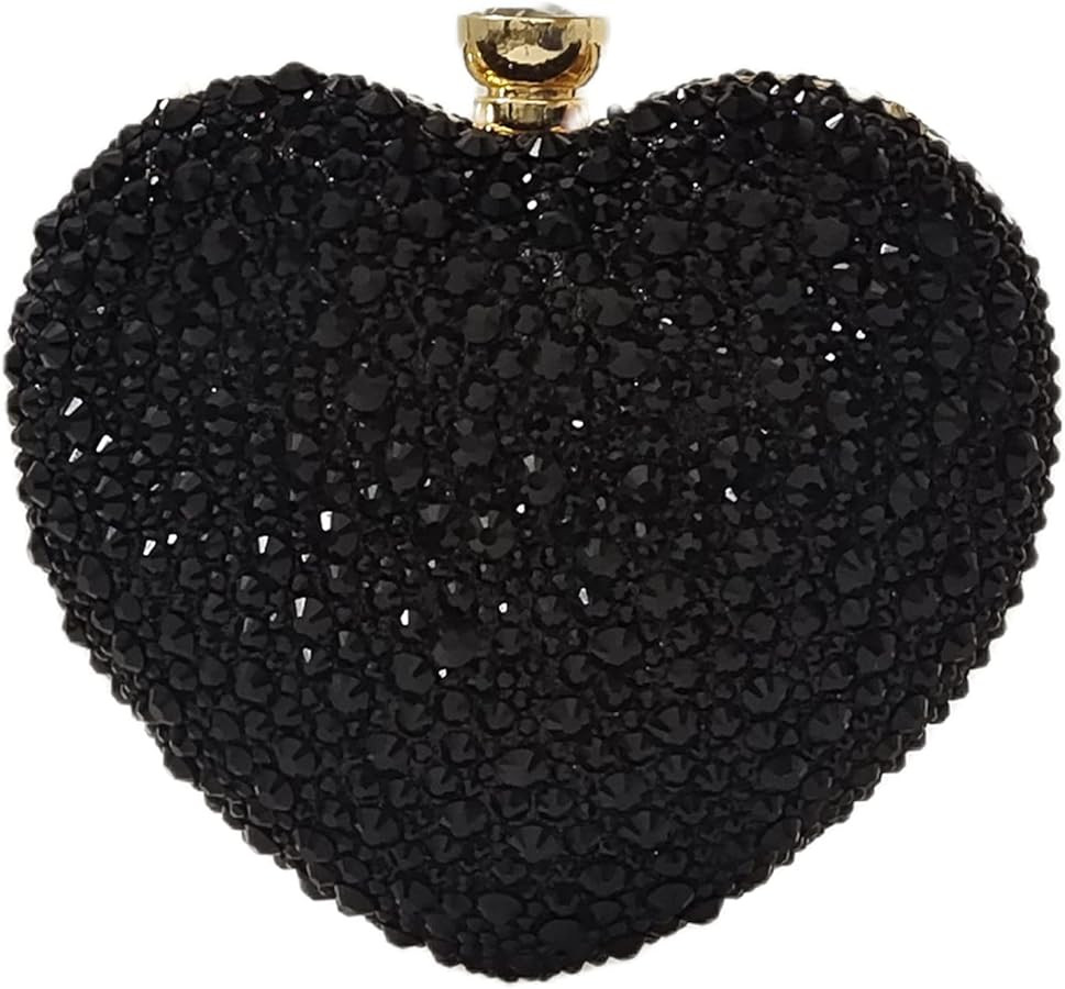 Cute Heart Shape Clutch Purse Mini Love Heart Rhinestone Wedding Handbag Party Women Purse | Amazon (US)