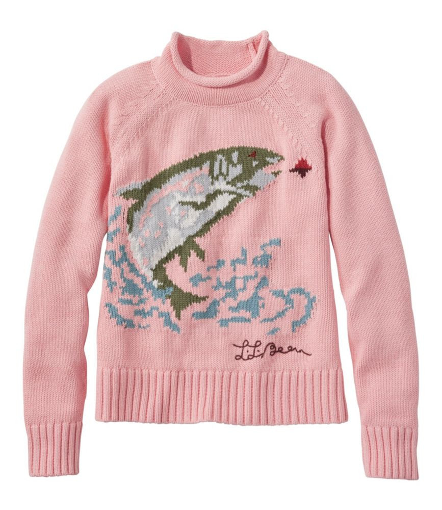 Women's Signature Original Cotton Sweater, Rollneck Novelty Lightest Peach Fish Large, Cotton/Cotton Yarns L.L.Bean | L.L. Bean