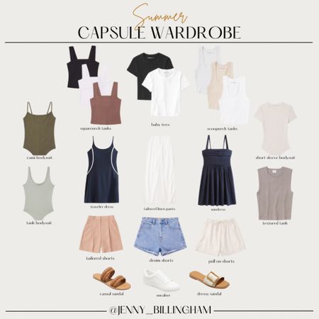 Summer capsule wardrobe / summer outfit ideas / summer style / denim shorts / tailored shorts / linen pants / sundress / bodysuit / casual outfits 

#LTKstyletip #LTKunder50 #LTKunder100