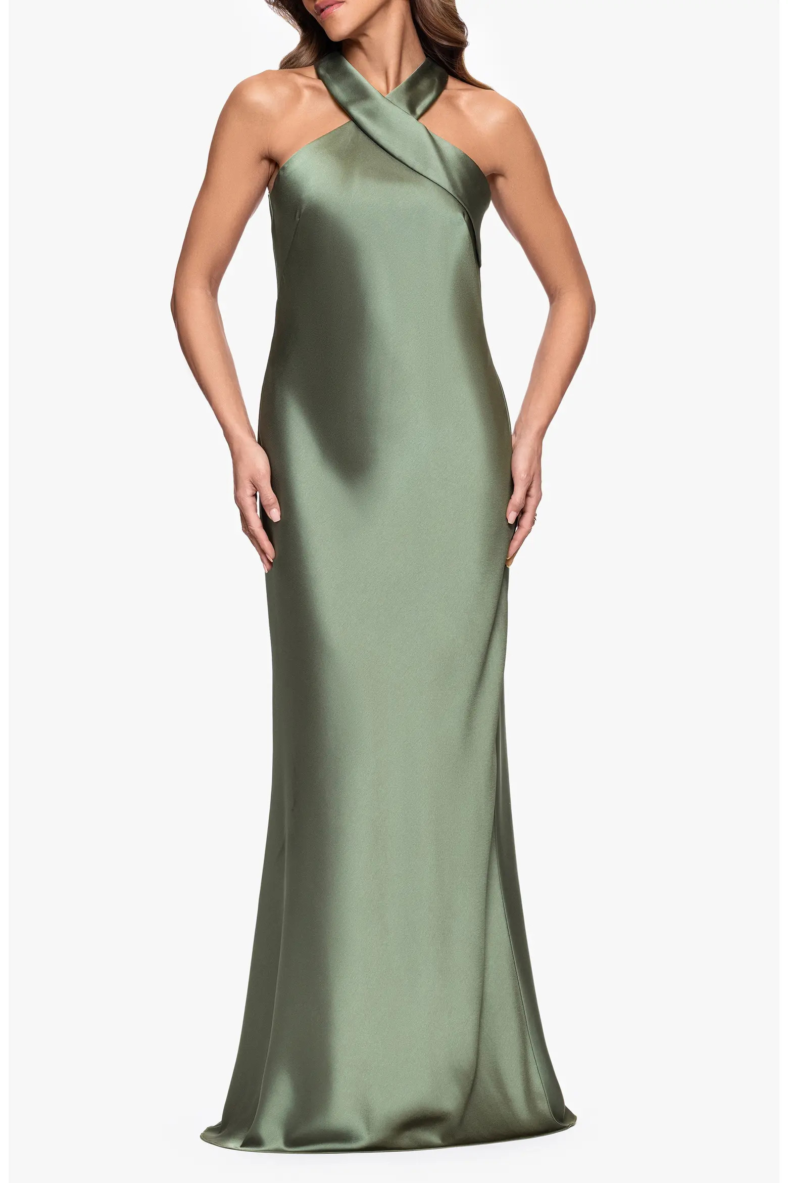 Xscape Evenings Halter Neck Satin Trumpet Gown (Women) | Nordstrom | Nordstrom