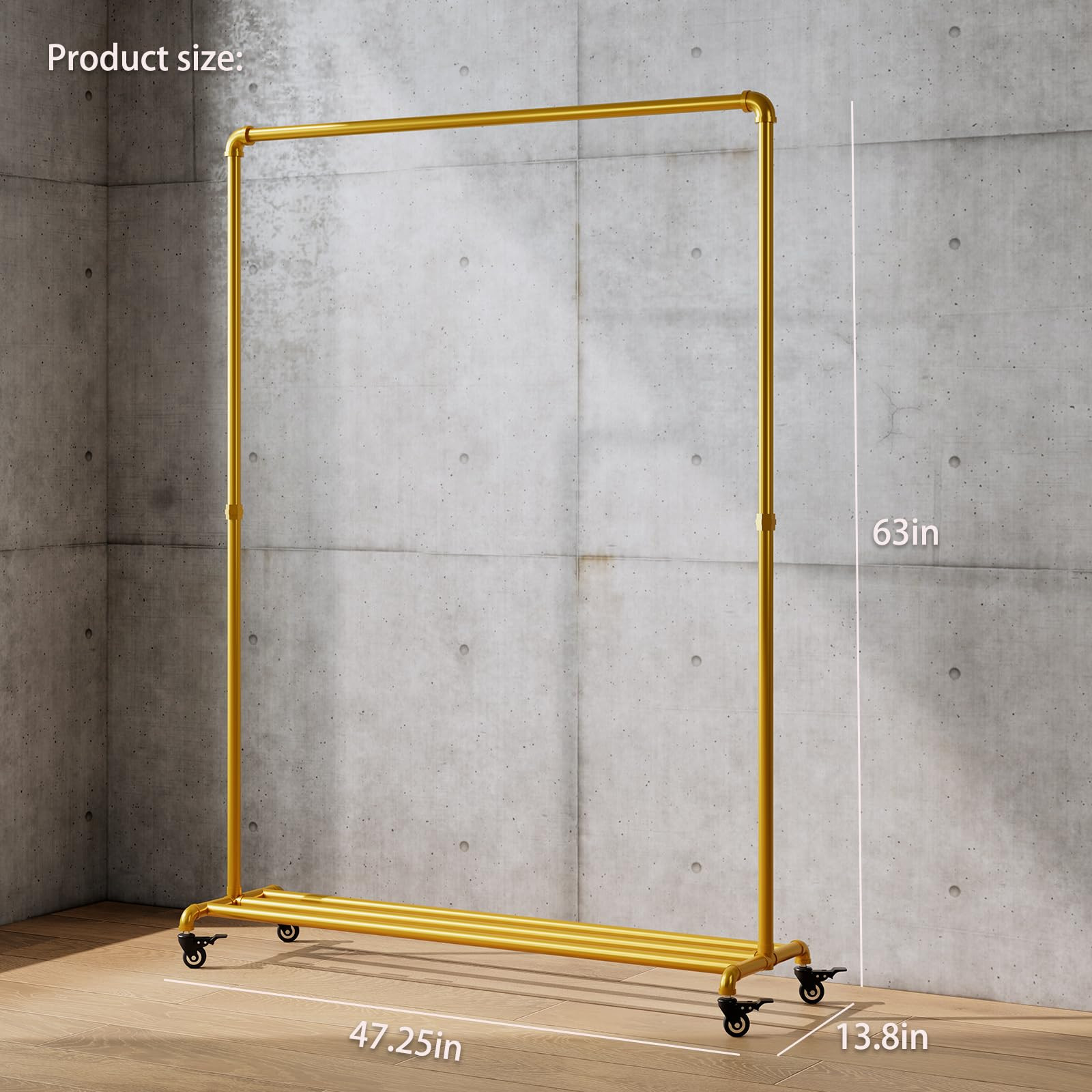 Gold pipe clothing rack with Bottom Shelf,rolling clothes rack heavy duty,garment racks for hanging clothes,Hanging Rack Closet Organizer for Bedroom,Retail (gold) | Amazon (US)