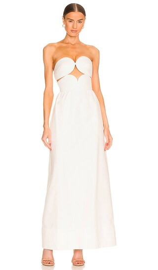ADRIANA DEGREAS Solid Strapless Matelasse Maxi Dress in White. - size S (also in L) | Revolve Clothing (Global)