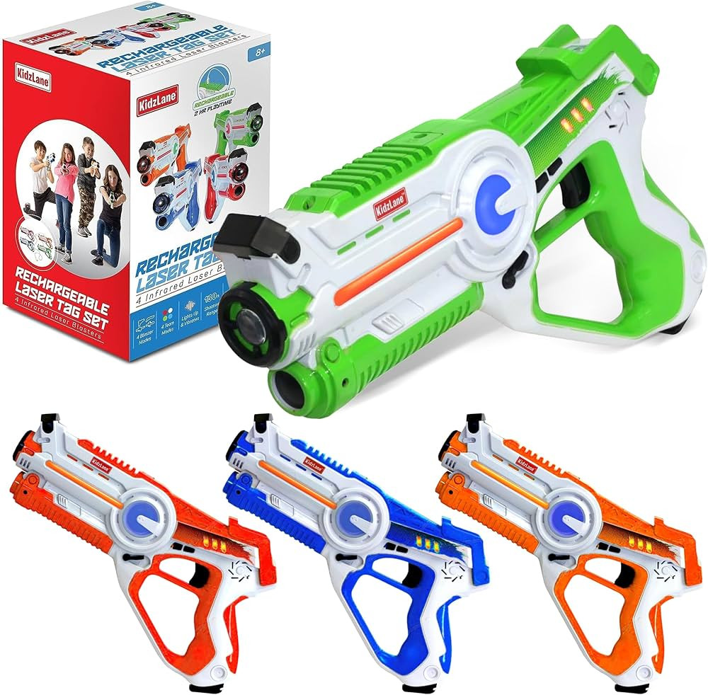 Kidzlane - | Laser Tag (4-Pack) | Infrared Rechargeable Laser Tag Ages 8+ | Toy Laser Gun Set for... | Amazon (US)