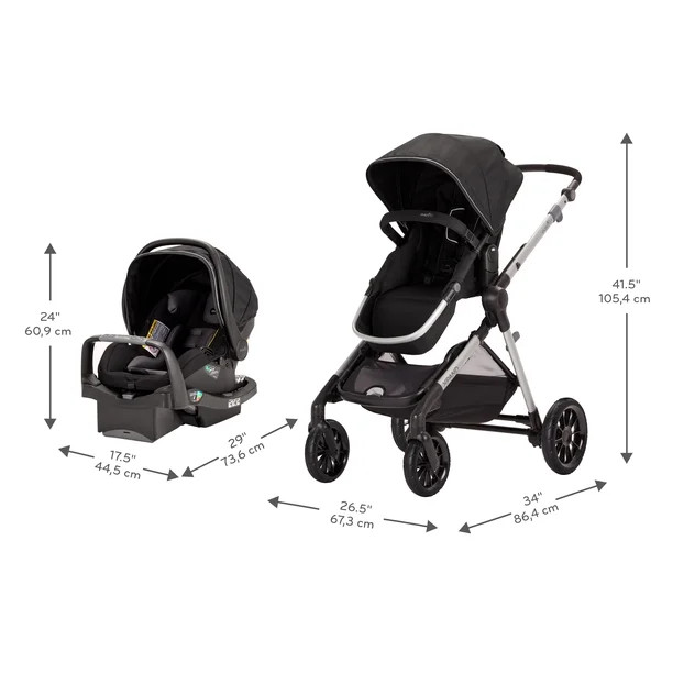 Evenflo Pivot Xpand Modular Travel System with SafeMax Infant Car Seat (Stallion Black) | Walmart (US)