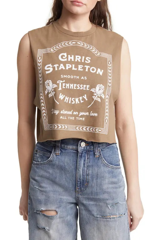 Merch Traffic Chris Stapleton Crop Graphic Tank in Brown Pigment at Nordstrom, Size Medium | Nordstrom