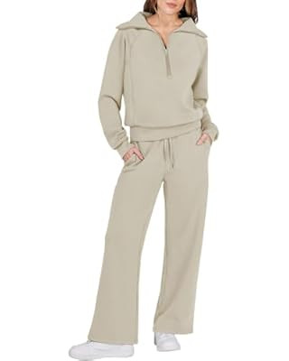 AUTOMET Lounge Sets for Women Sweatsuits 2 Piece Outfits 2023 Fall Drawstring Sweatshirt Wide Leg... | Amazon (US)