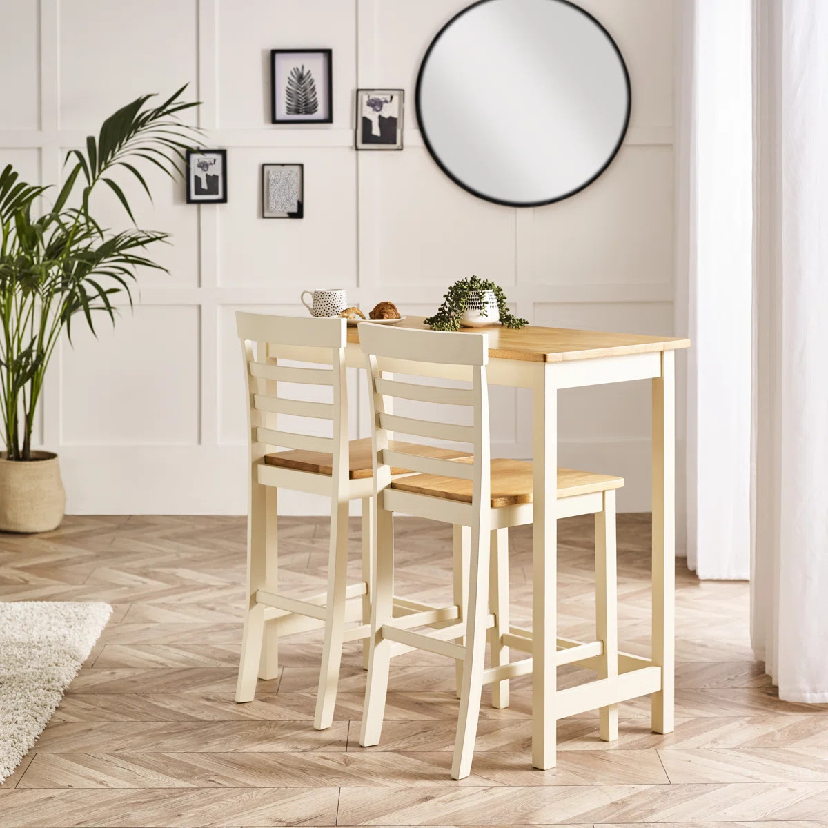 Montay Solid Wood Kitchen Breakfast Bar Table Set with x2 Breakfast Bar Stools | Wayfair North America