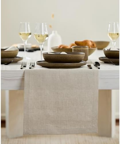 Solino Home Linen Natural Table Runner 36 Inches - 100% Pure Linen Small Table Runner 14 x 36 Inc... | Amazon (US)