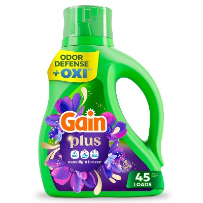 Gain Moonlight Breeze Plus Liquid Laundry Detergents 45 Loads - 60oz: Spill-Resistant Lid, Deep Cleaning, Cold Water Detergent | Target