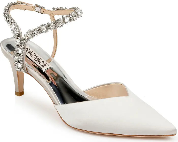 Badgley Mischka Collection Galaxy Embellished Ankle Strap Pointed Toe Pump | Nordstrom | Nordstrom