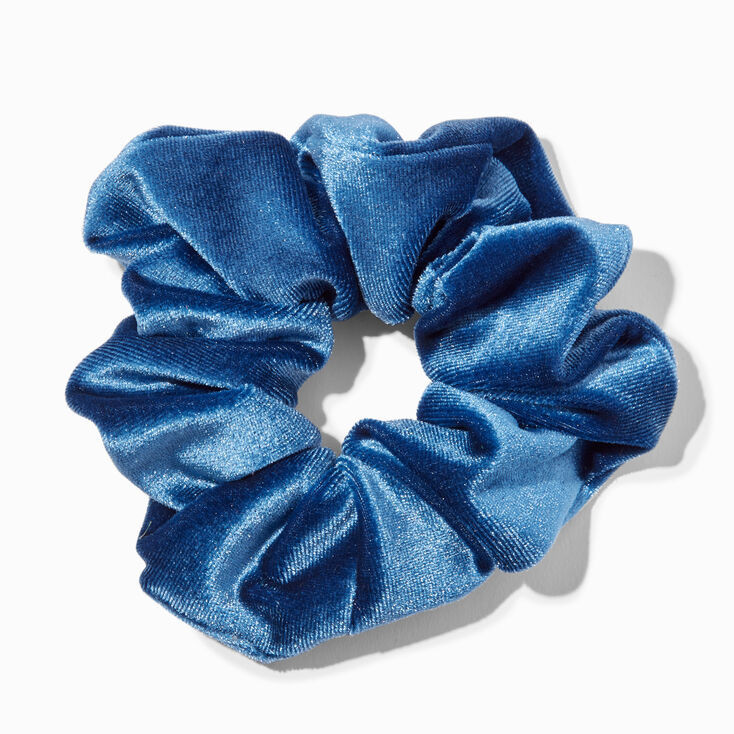 Medium Velvet Hair Scrunchie - Denim | Claire's (US)