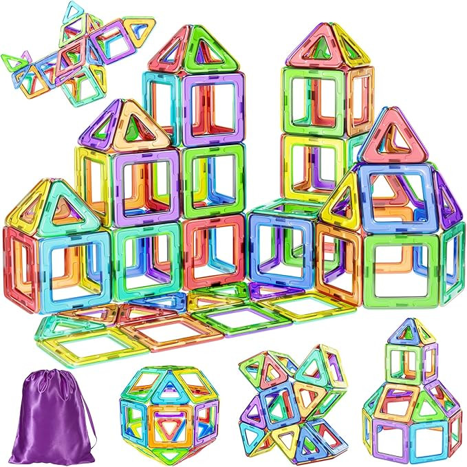 COOLJOY Magnetische Bausteine, 40 Teile Magnetbausteine Magnete Kinder, Magnetspielzeug Tiles, Ma... | Amazon (DE)