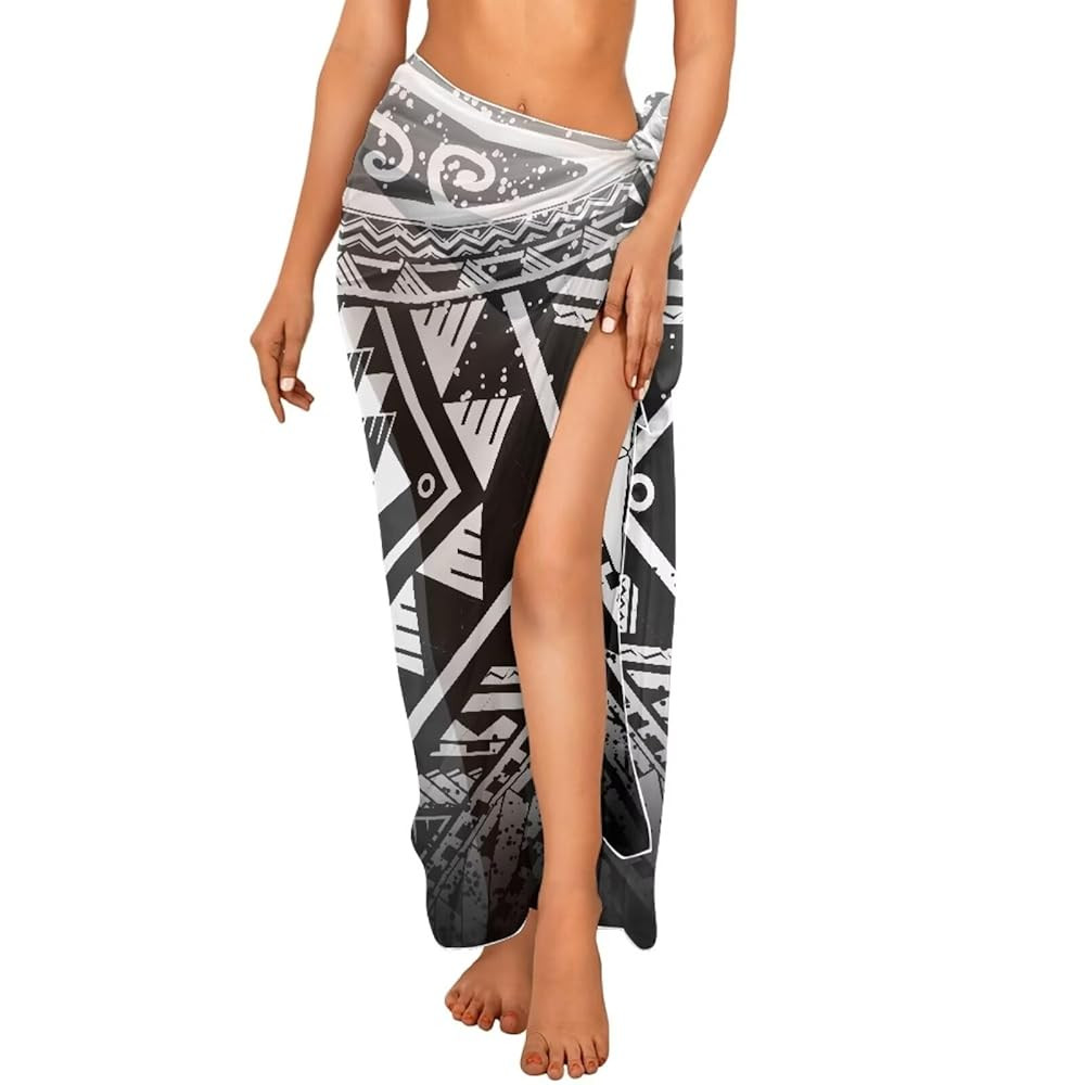 Women's Tribal Polynesian Sarong Cover Up Beach Wraps Bathing Suit Coverups Dress Skirt Resort We... | Amazon (US)