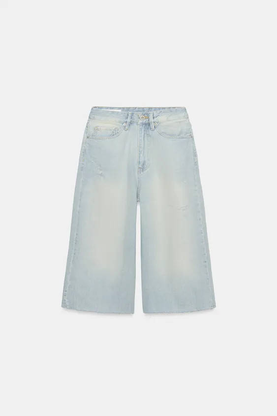 BERMUDA JORTS DENIM TRF MITTELHOHE TAILLE MIT RISSEN | Zara US