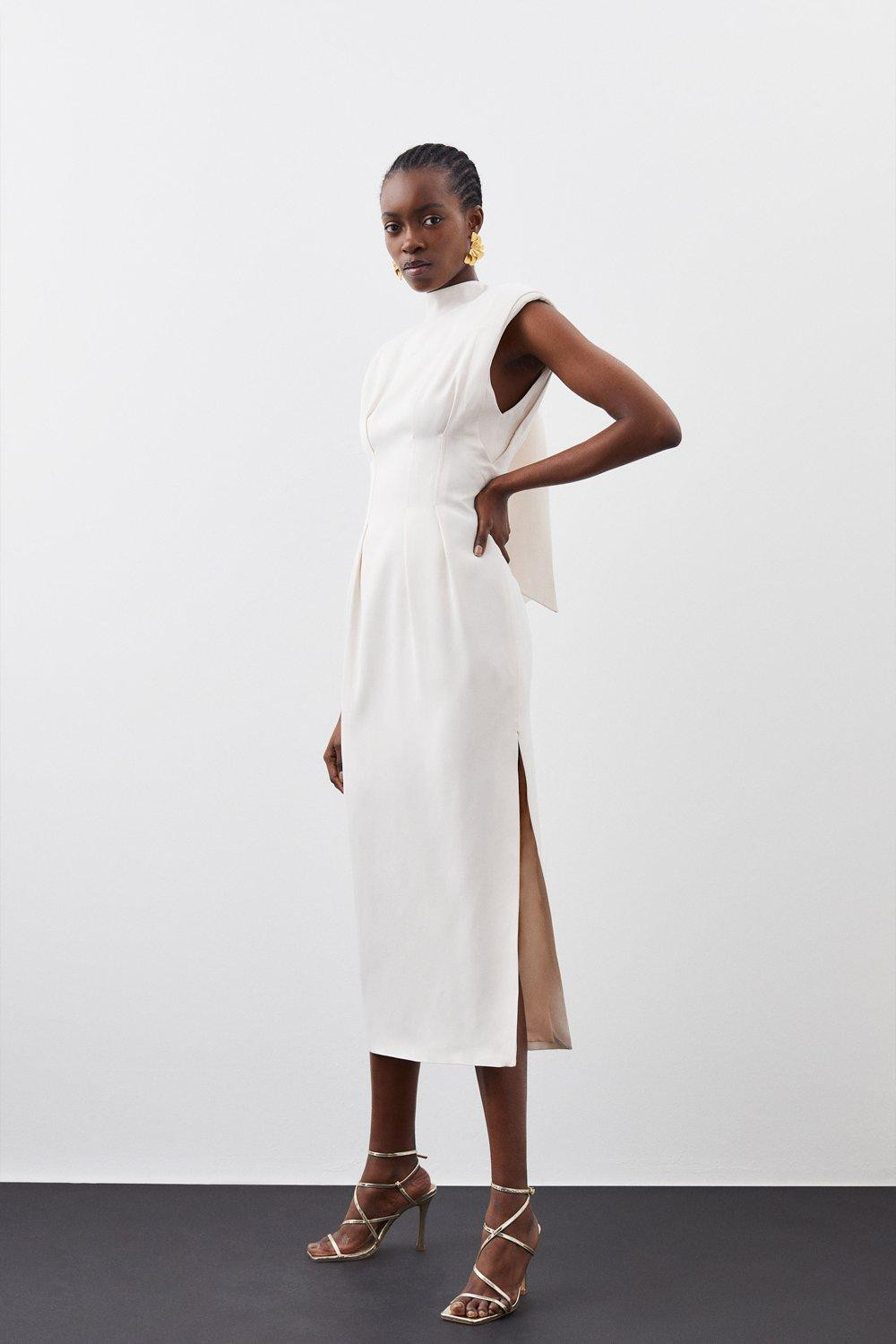 Satin Back Crepe Woven Midaxi Dress | Karen Millen US