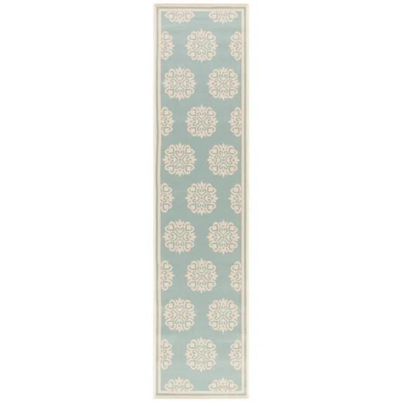 SAFAVIEH Beach House Callahan Geometric Indoor/Outdoor Runner Rug Aqua/Cream, 2' x 8' - Tradition... | Walmart (US)