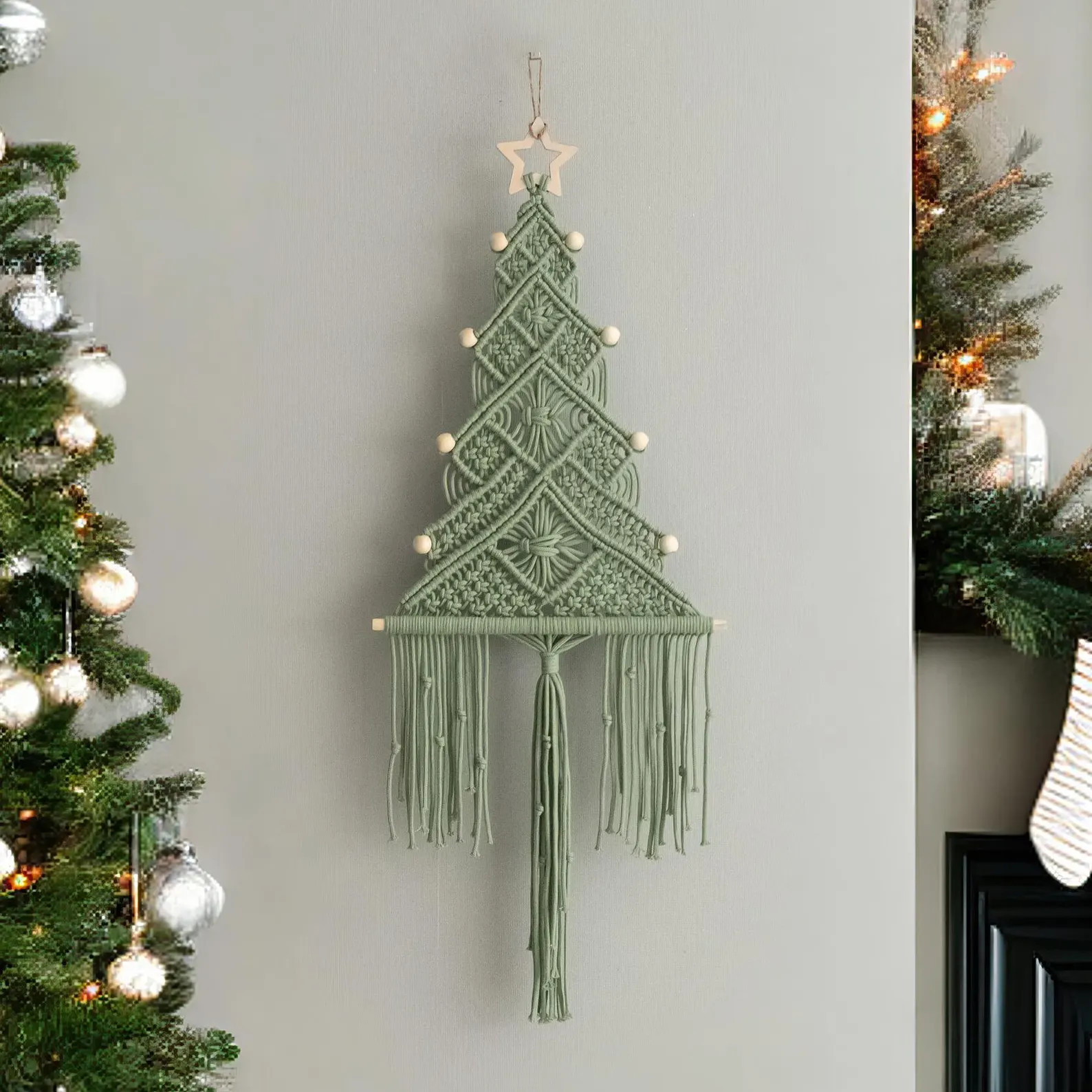 Unique Xmas Tree Decor, Boho Christmas Gift, Holiday Wall Hanging, Macrame Decoration, Pine Tree ... | Etsy (US)