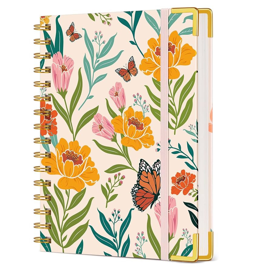 Cute Spiral Notebook Journal for Women, 160 Pages Lined Notebooks 5.75” x 8.38”, A5 Hardcover... | Amazon (US)