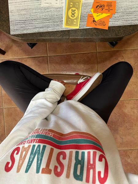 Casual holiday outfit Christmas outfit vans shoes faux leather leggings sweatshirt casual ootd monopoly game

#LTKGiftGuide #LTKshoecrush #LTKHoliday