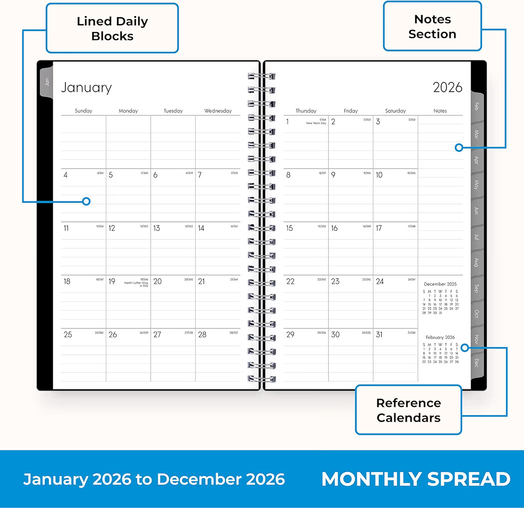 Blue Sky 2026 Weekly and Monthly Planner Calendar, Includes January 2026 - December 2026, 5" x 8"... | Amazon (US)